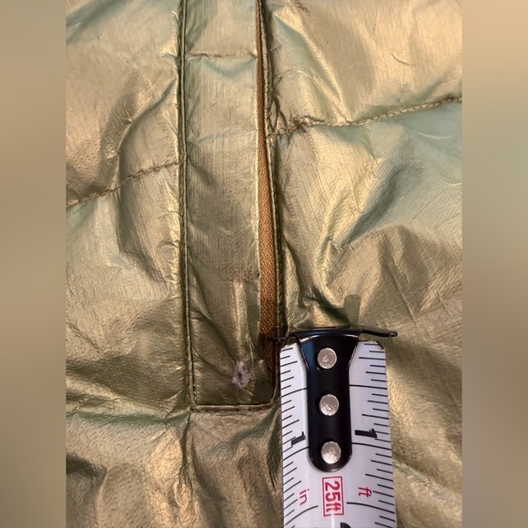 The Limited Down Puffer Liquid Green Gold Metallic Shimmer Jacket Fur Hood - Picture 13 of 16